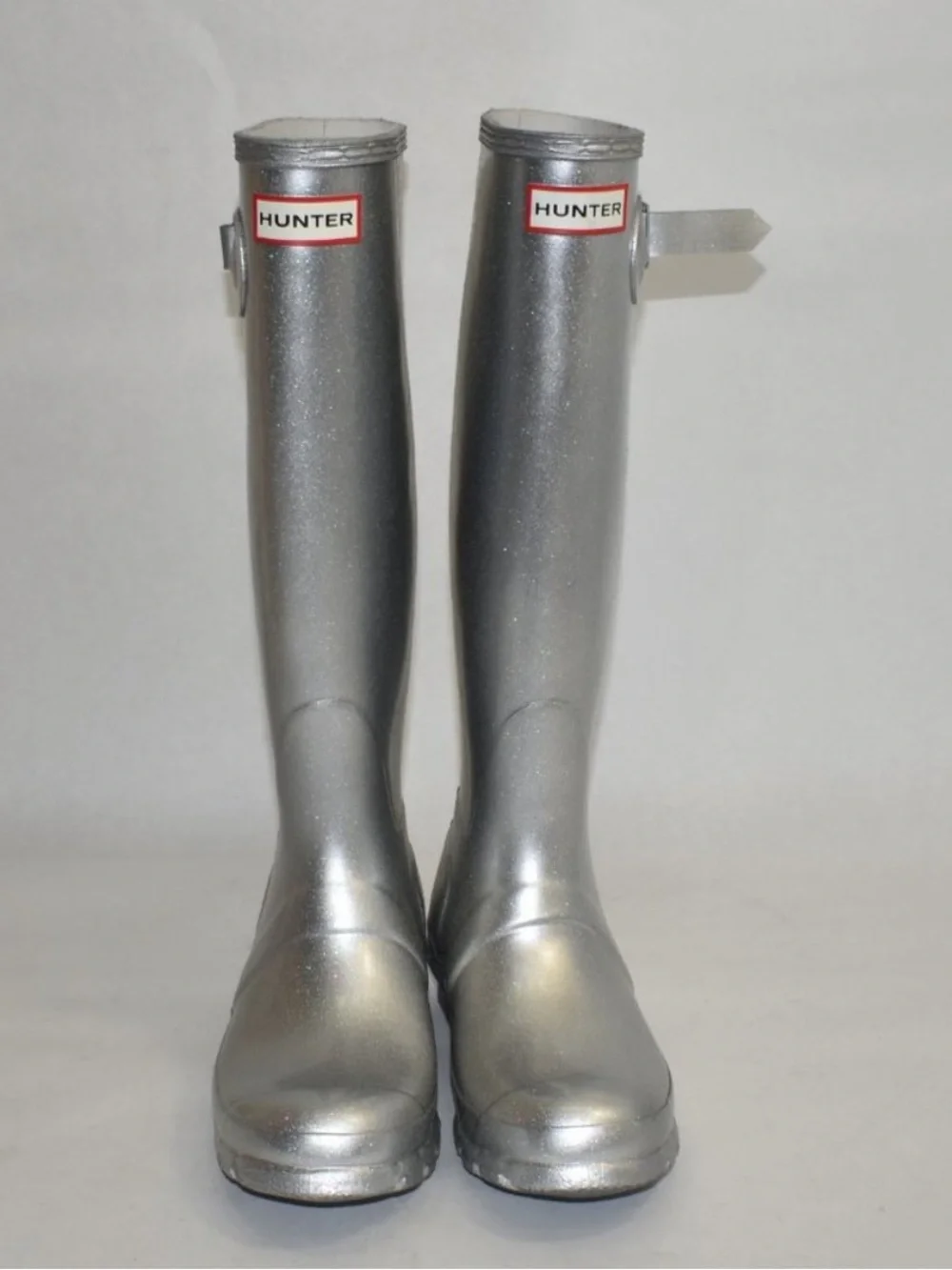 Hunter Cosmo Glittery Gray Rain Boots BEW Sz 9